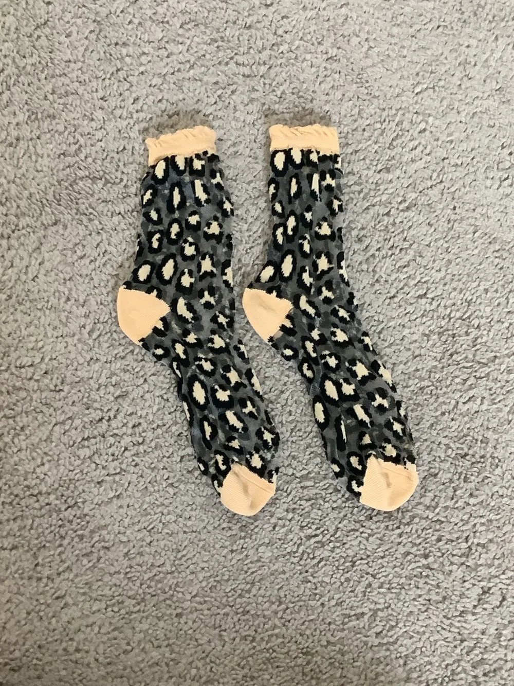 High Heel Jungle Leopard Print Sheer Socks